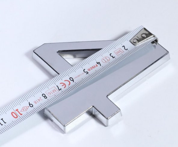 Krom Parlak Büyük Yapışkanlı Kapı Numaraları Villa Boy 85 mm - 2
