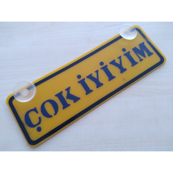 SARI DEKOR PLAKA - ÇOK İYİYİM (22x7,5cm) vantuzlu Pleksi (Dekor Levha) SARI PLAKA ürün görseli