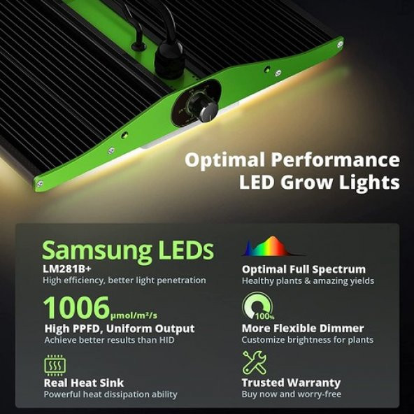 VIPARSPECTRA New P1000 Full Spektrumlu Samsung Led Bitki Işığı - 2