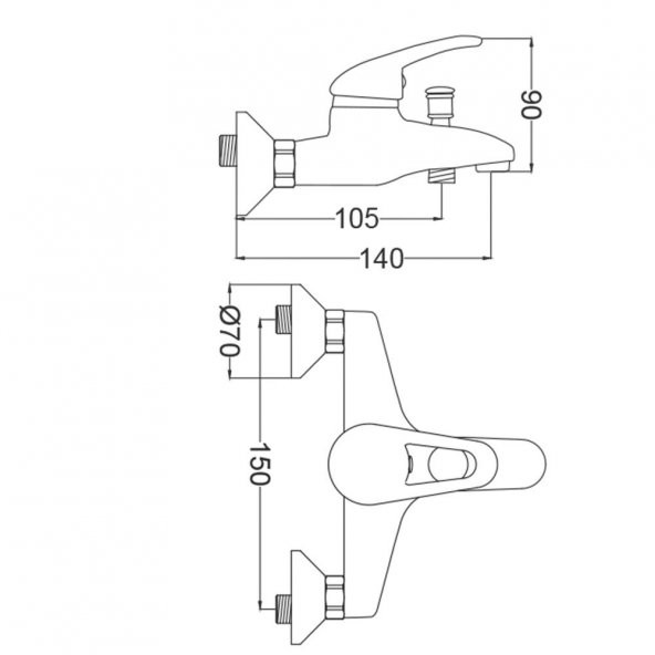 Gms Rise Mix Banyo Duş Bataryası  RS220 - Resim 2
