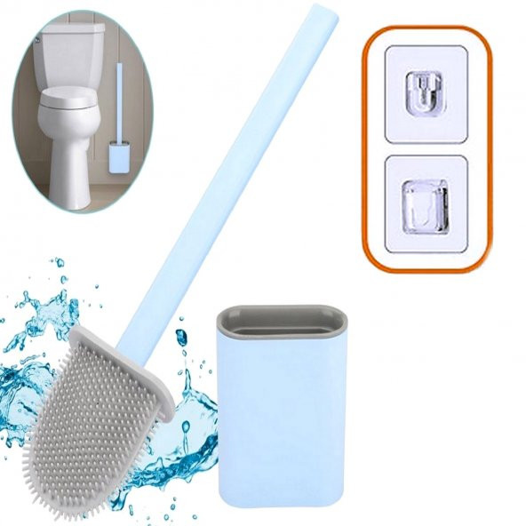 Banyo Tuvalet Klozet Temizleme Fırçası + Fırça Tutma Aparatı Silikon Tuvalet Fırçası