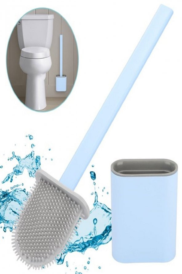 Banyo Tuvalet Klozet Temizleme Fırçası + Fırça Tutma Aparatı Silikon Tuvalet Fırçası - 3
