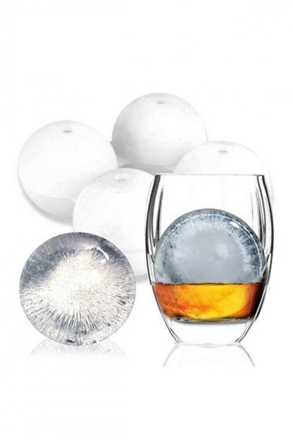 4lü Küre Buz Topu Kalıbı - Yuvarlak Içecek Buz Topu Dondurucu Buzluk Saklama Ve Sunum Kabı - 6