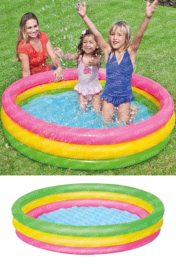 Renkli 3 Bölmeli Çocuk Havuzu | 3 Boğumlu Şişme Havuz 1.02 m x 25 cm