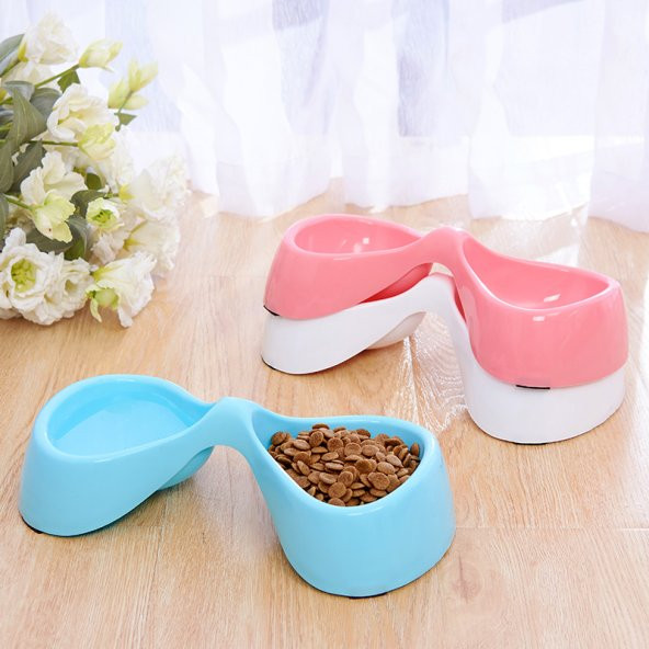Mikopet Kemik Şeklinde Mama Su Kabı-Pembe - 2