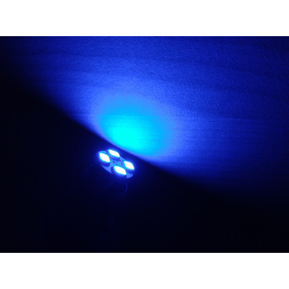 T10 DİPSİZ LED AMPUL (4 ÇİPLİ) MAVİ 12V (2ADET FİYATI) T10 GÖSTERGE, PARK, SİNYAL, PLAKA AMPULU