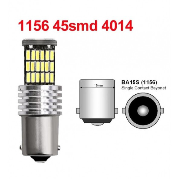 Ba15S 1156 P21W 45 Led BEYAZ Geri Vites Sinyal Stop Ampulü 2 Adet 1 Takım - 3