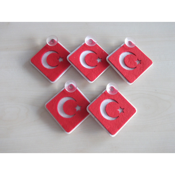 KEÇE AY YILDIZ SÜS VANTUZLU, AY YILDIZ ASKI SÜSÜ (TÜRK BAYRAĞI) AY YILDIZ KEÇE CAM SÜSÜ - Resim 2