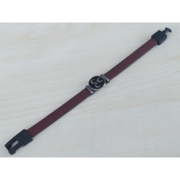 DERİ BİLEKLİK ÜÇ HİLAL (ERKEK, BAYAN) KAHVERENGİ DERİ, METAL ARMALI - 3