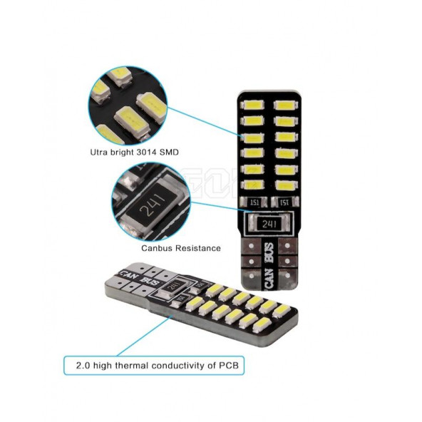 T10 Led 24 Ledli 10 ADET Metal Ultra Beyaz Park Plaka Tavan Ampulü - 5
