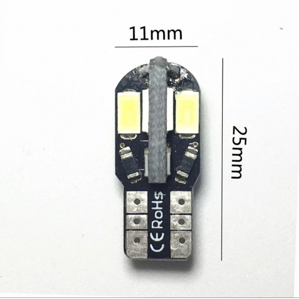 T10 Led 10 ADET Metal Ultra W5W 8 Ledli Beyaz Park Tavan Plaka Ampulü - 4
