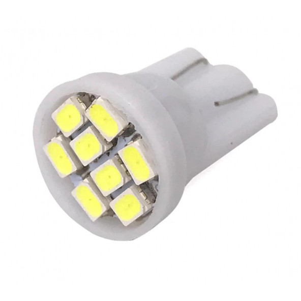 T10 Led 10 ADET Dipsiz W5W 8 Ledli Beyaz Park Tavan Plaka Ampulü - 3