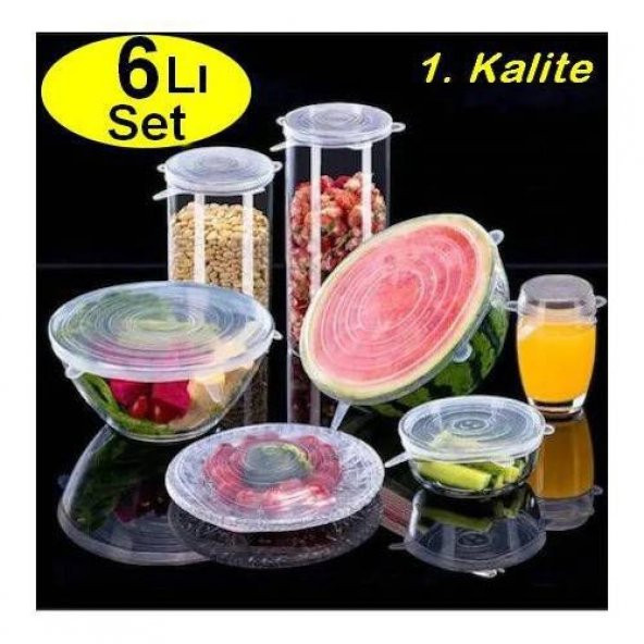 6lı Silikon Streç Kapak Tabak Bardak Gıda Bonesi Tazeliği Korur Saklama Kabı Kapağı ŞEFFAF