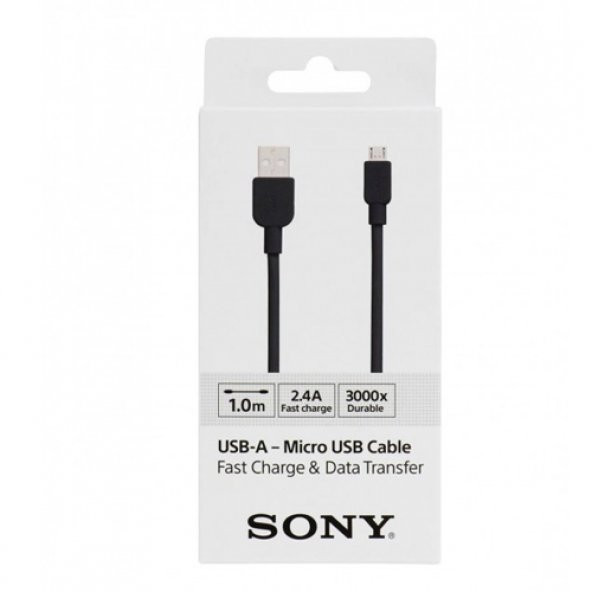 Sony CP-AB100 100CM Micro Usb 2.4A Hızlı Şarj Ve Data Kablosu Siyah