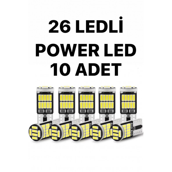 T10 Led 26 Ledli BEYAZ W5W Metal Ultra Power Park Plaka Tavan Ampulü 10 Adet