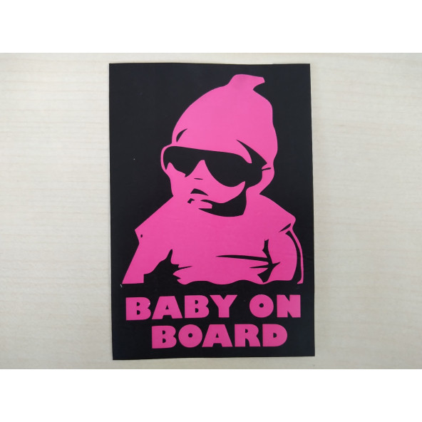 ARABADA BEBEK VAR STİCER PEMBE 12x9cm (BABY ON BOARD) BEBEK VAR ÇIKARTMA RESİM ürün görseli