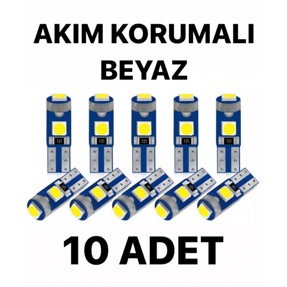 T5 Led BEYAZ Oto Kilometre Kadran Ambians Aydınlatma Ampulü 10 Adet