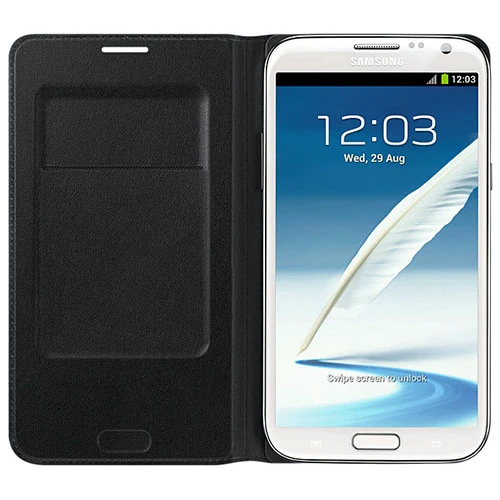 Samsung Galaxy Note 2 Kılıf Orjinal Flip Wallet - Siyah EF-NN710B - Resim 4