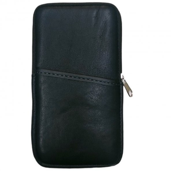 Hakiki Deri Kemere Takılan Telefon Kılıfı Kemer Cüzdan Ve Çanta SİYAH