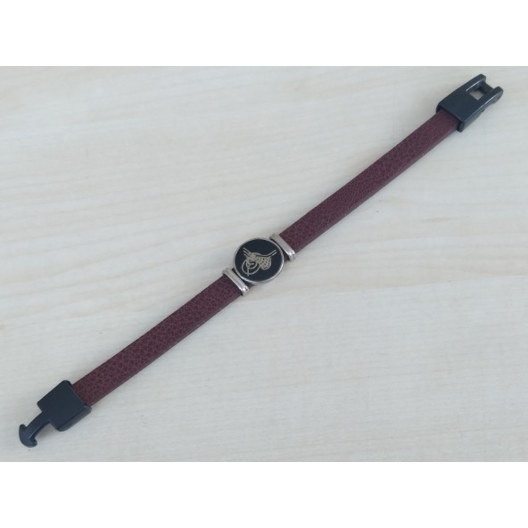 DERİ BİLEKLİK OSMANLI TUĞRASI (ERKEK, BAYAN) KAHVERENGİ DERİ, METAL ARMALI - 3