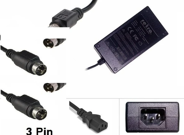 Tally Termal POS Barkod Etiket Yazıcı 24V 2.5A 3Pin DIN Adaptör RETRO