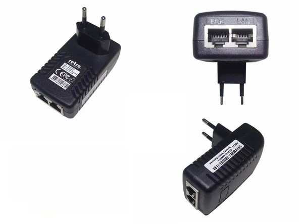 PTZ IP Kameralar İçin 24V 1A 24W POE Ethernet Adaptör RETRO
