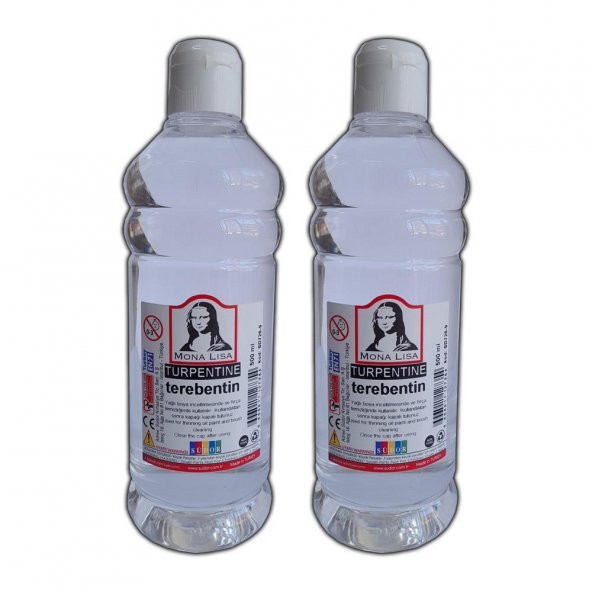 Terebentin Kokusuz ve Yağlı Boya İnceltici 500 ml 2 Adet Mona Lisa Terebentin Fırça Temizleme Kokusuz ve Yağlı Boya İnceltici