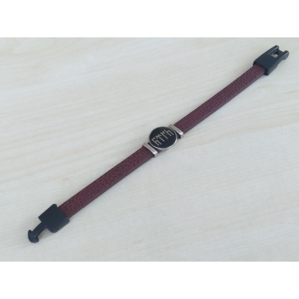 DERİ BİLEKLİK GÖKTÜRKÇE TÜRK (ERKEK, BAYAN) KAHVERENGİ DERİ, METAL ARMALI - 3