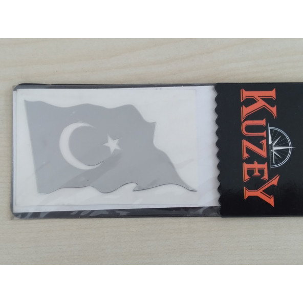 TÜRK BAYRAĞI STİCKER 6x4cm METALİK AY YILDIZ STİCKER, TÜRK BAYRAĞI ETİKETİ, TÜRK BAYRAĞI ÇIKARTMASI - 2