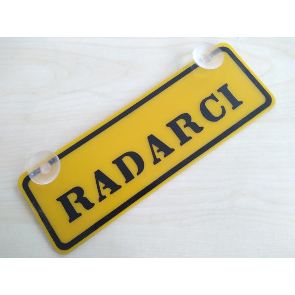 SARI DEKOR PLAKA - RADARCI (22x7,5cm) vantuzlu Pleksi (Dekor Levha) SARI PLAKA