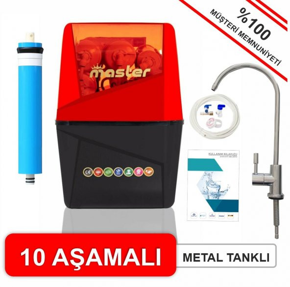 Master 12 Aşamalı Pompasız Lg Membranlı Siyah Kırmızı Kapalı Kasa Su Arıtma Cihazı(MST-0001)
