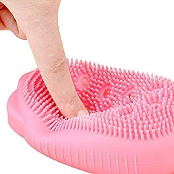 Süngerli Silikon Banyo Kesesi Banyo Sırt Kesesi Çift Taraflı Silikon Duş Lifi Fırçası Lif  Kese - 6
