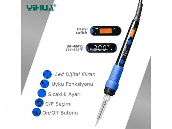 Yihua 928D Dijital Ekranlı Isı Ayarlı Ayarlanabilir Kalem Havya - Resim 4