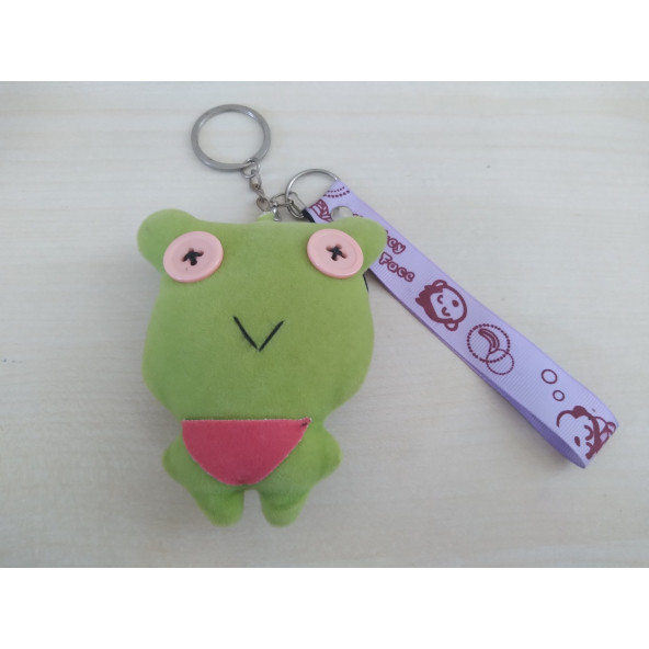 KOMİK MONKEY Anahtarlık MOR ASKILI (9x7cm) DÜĞMELİ BEBEK Anahtarlık, Maskot, Asma Süs, Ayna Süsü