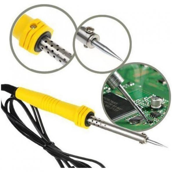 60 Watt Topraklı Profesyonel Lehim Kalem Havya Lüx Set Lehim Teli + Mini Sehpa + Temizleme Süngeri - 2