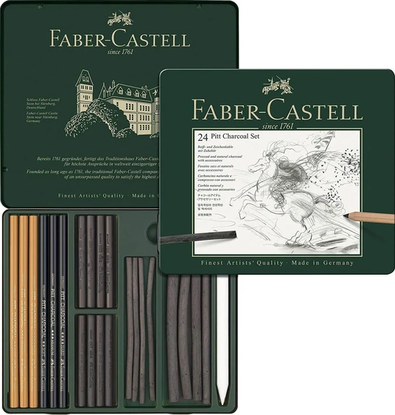 Faber Castell Pitt Charcoal 24'lü İşlenmiş Kömür Set / 112978 ürün görseli