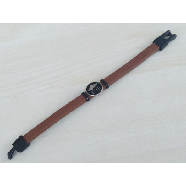 DERİ BİLEKLİK BOZKURT - GÖKTÜRKÇE TÜRK (ERKEK, BAYAN) KAHVERENGİ DERİ, METAL ARMALI - 3