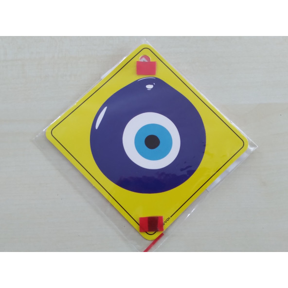 CAM İÇİ SARI DEKOR PLAKA KARE NAZAR BONCUĞU (11x11cm) YAPIŞTIRMALI (Dekor Levha) SARI PLAKA