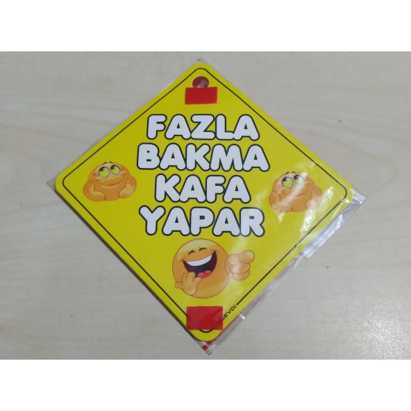 CAM İÇİ SARI DEKOR PLAKA KARE FAZLA BAKMA KAFA YAPAR (11x11cm) YAPIŞTIRMALI (Dekor Levha) SARI PLAKA