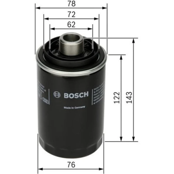 Bosch Yağ Filtresi Vw Golf V 2.0 Gtı-1.8 Tsı 04-11 Passat 2.0 Fsı-1.8 Tsı 05-11 Jetta Iv 2.0 Tsı 10 F026407080