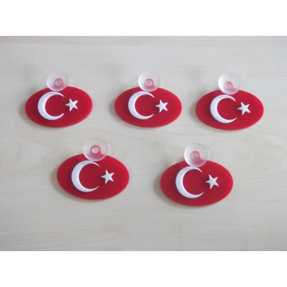 AY YILDIZ 8x5cm VANTUZLU OVAL KABARTMA TÜRK BAYRAĞI (AY YILDIZ ARMASI) AY YILDIZ LOGO - 2