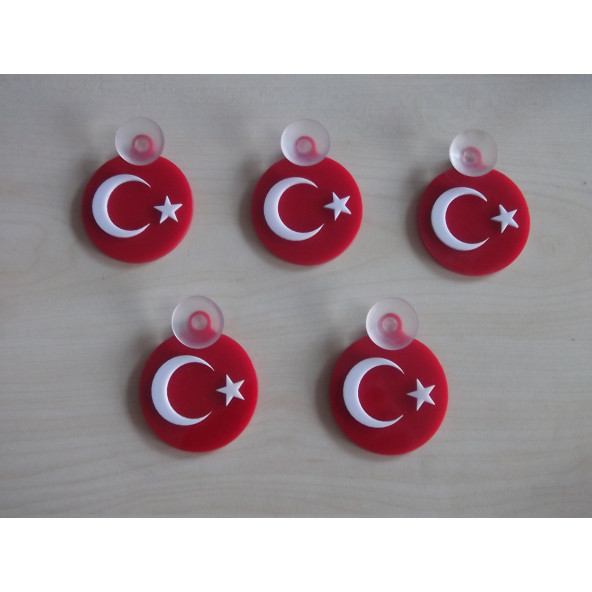 AY YILDIZ 6x6cm VANTUZLU YUVARLAK KABARTMA TÜRK BAYRAĞI (AY YILDIZ ARMASI) AY YILDIZ LOGO - 2