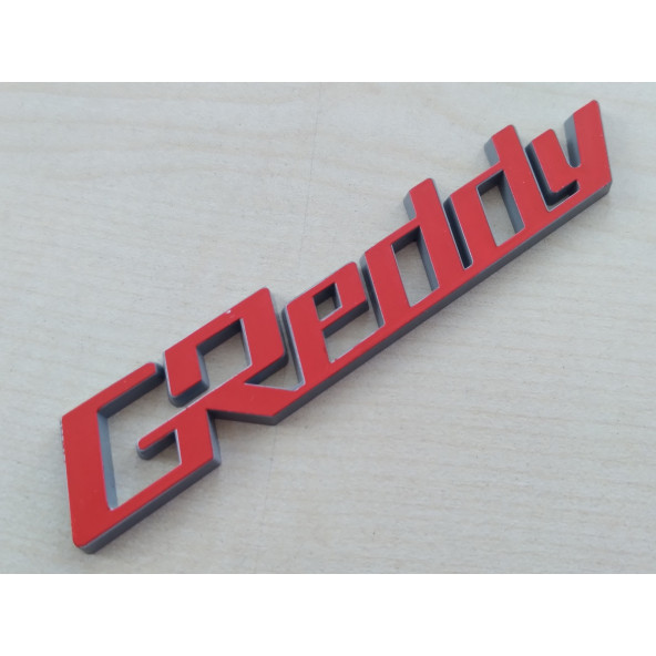 GREDDY YAZISI 10x2cm KABARTMA SPORT ARMA KIRMIZI (GREDDY ARMASI) GREDDY LOGOSU