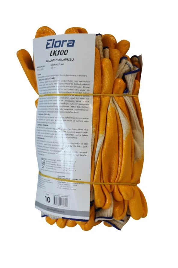 Beybi Elora Nitril Pmk Örme Beyaz Sarı Eldiven 12 Li Paket