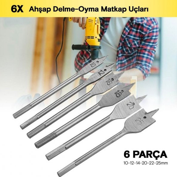 Yaprak Matkap Ucu Seti 6 Parça Tahta Ahşap Oyma Kelebek Set Ahşap Oyucu Set - 3