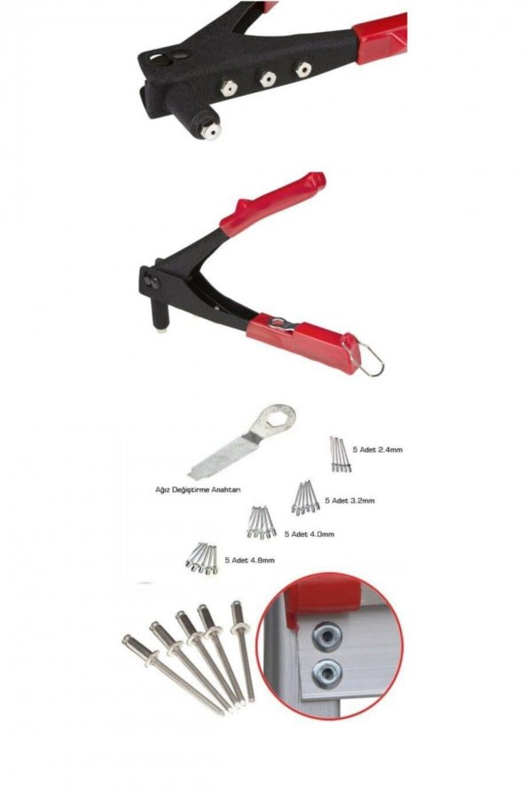 Perçin Makinası Tabancası Elle Sıkım Perçin Aleti 40 Adet Perçin Hediyeli Perçinleme Tabancası - 4