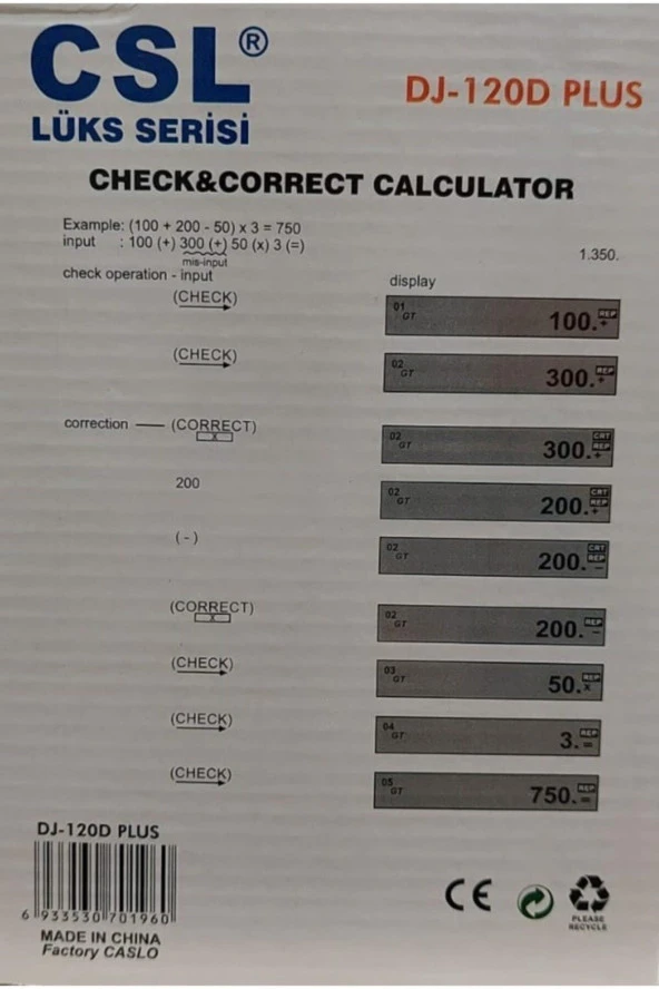 CSL 12 Haneli Masa Tipi İşlem Kontrollü Hesap Makinesi - 2