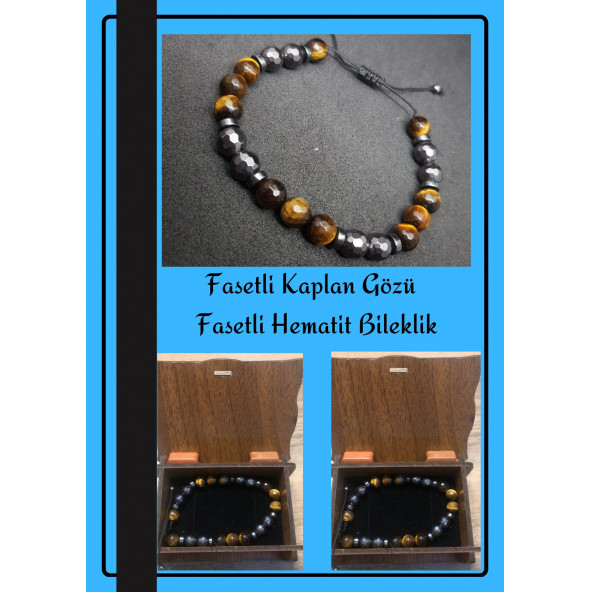 Fasetli Kaplan Gözü - Fasetli Hematit Bileklik