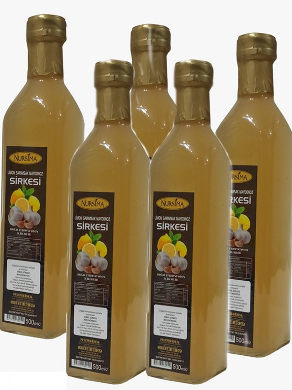 Limon Sarımsak Maydanoz  Sirkesi 500 ml, 5 adet Cam Ambalaj