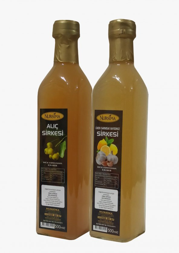 Alıç Sirkesi 500 ml +Limon Sarımsak Maydanoz Sirkesi 500 ml Cam Ambalaj